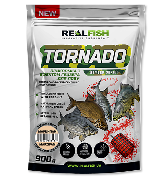 Прикормка REALFISH Торнадо Лин-Карась (Марципан)  0,900 кг