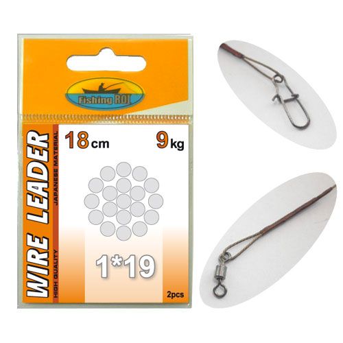 Поводок с застёжкой 1х19 Wire Leader Fishing ROI 15cm 3kg (2pcs)