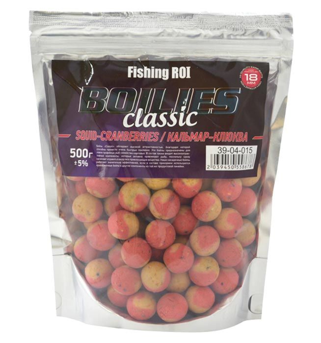 Бойлы Fishing ROI "BOILIES" classic Кальмар-клюква 14 500г