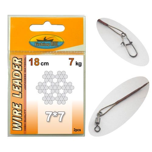 Поводок с застёжкой 7х7 Wire Leader Fishing ROI 18cm 7kg (2pcs)