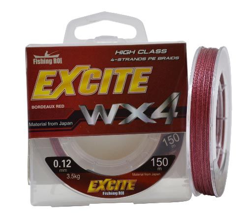 Шнур Fishing ROI Excite WX4 0,14мм 4,7кг 150m bordeaux red