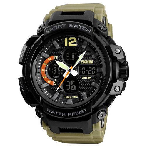 Часы Skmei 1343 Black-Khaki Wristband 1080-0084