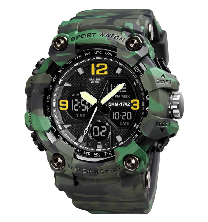 Часы Skmei 1742 Green Military Dual Time 1080-0789