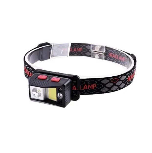 Фонарь налобный SL09-1L2+COB+LED (Red+Green+Blue), ЗУ Type-C, датчик движения, встроенный аккумулят