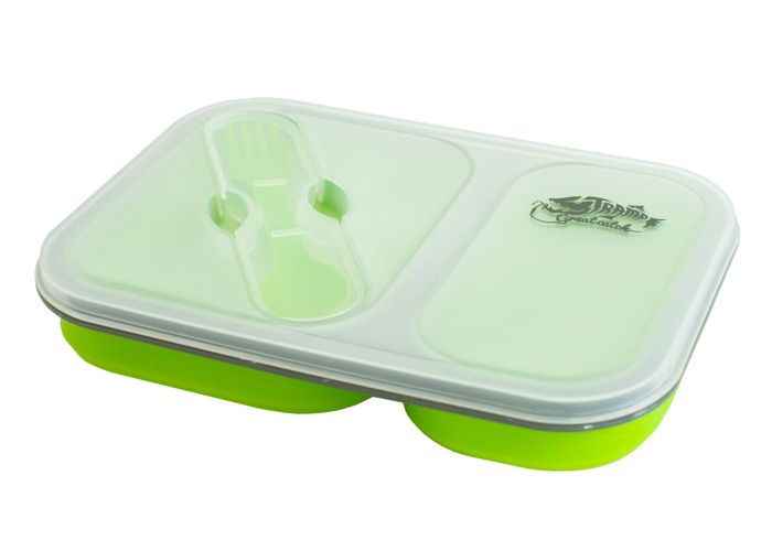 Контейнер силіконовий на 2 відсіки Tramp (900ml) з ловилкою olive TRC-090-ol