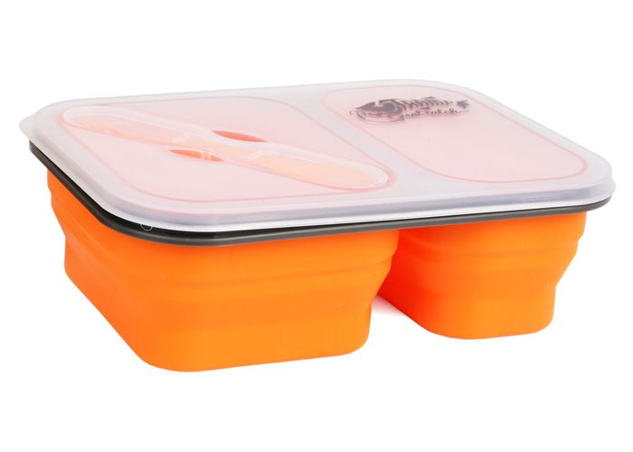 Контейнер силіконовий на 2 відсіки Tramp (900ml) з ловилкою orange TRC-090-or