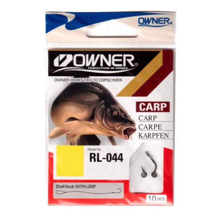 Крючки с поводком Owner RL-044 №02 0,25мм 70см с петлей Carp 10шт