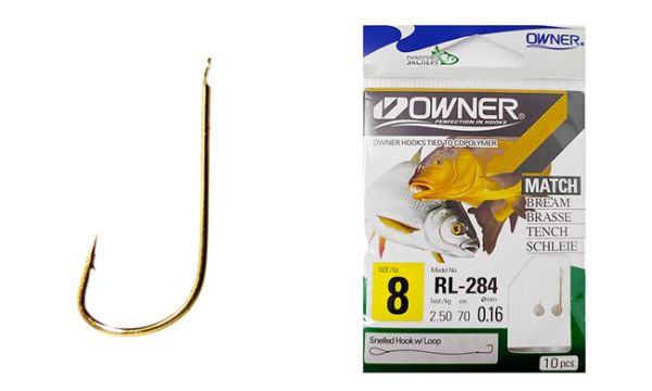 Гачки з повідцем Owner RL-284 53817-08 №8 0,16мм 70см с петлей