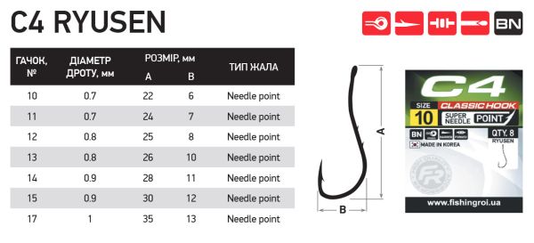 Крючки Fishing ROI C4 №15 (7шт/уп)