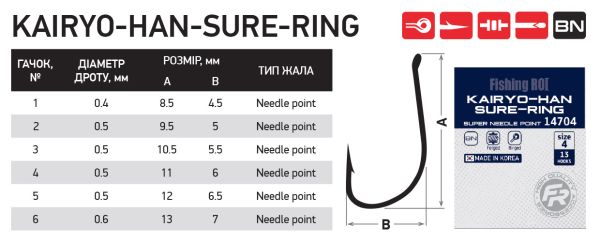 Крючки FR Kairyo-han-sure-ring №2 (уп13шт)