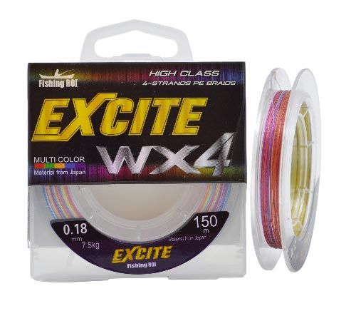 Шнур Fishing ROI Excite WX4 0,18мм 7,5кг 150m multicolor