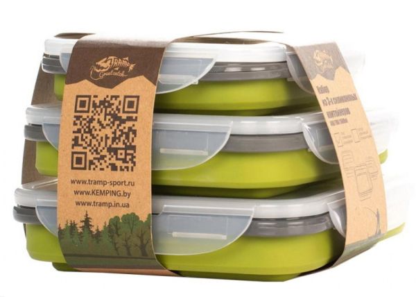Набор из 3х силиконовых контейнеров Tramp TRC-089-ol (400/700/1000ml) olive