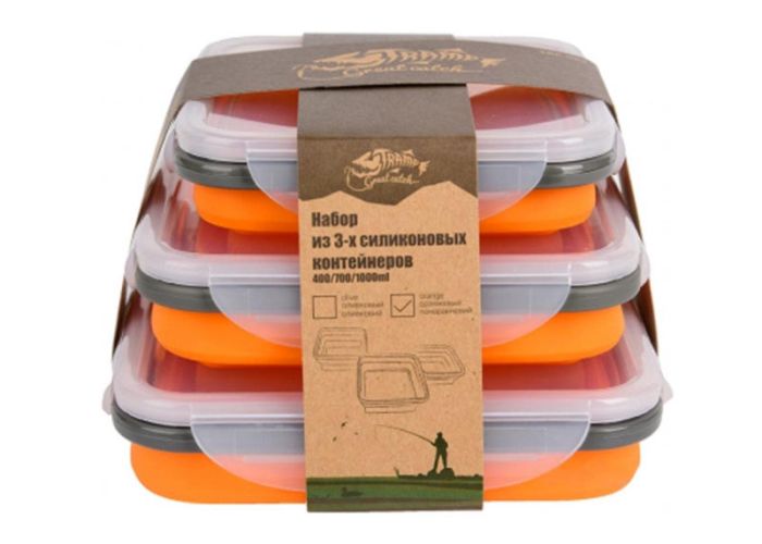 Набор из 3х силиконовых контейнеров Tramp TRC-089-or (400/700/1000ml) orange