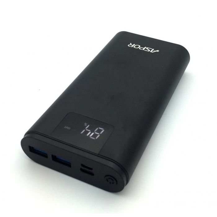Повербанк Power Bank Aspor A378 20000mAh (2USB/2.4AiQ)- чорний