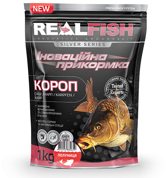 Прикормка REALFISH Короп (Полуниця) 1кг
