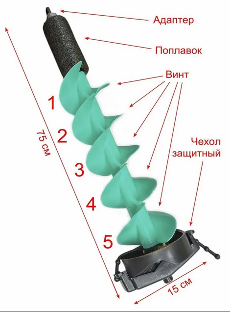 Шнек пластиковый для ледобура под шуруповерт IceHorn 150