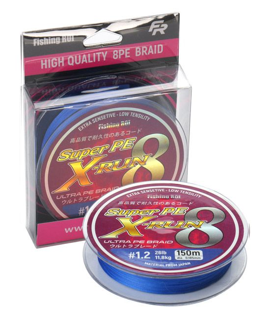 Шнур плетений Fishing ROI X-Run 8PE 150м, #0.6/0.128mm  blue